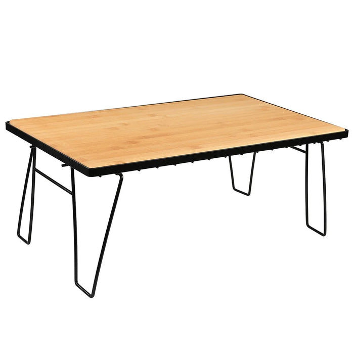 HALIN Outdoor Camping Folding Net Table Bamboo Board Desk with Iron Frame for Barbecue - 4