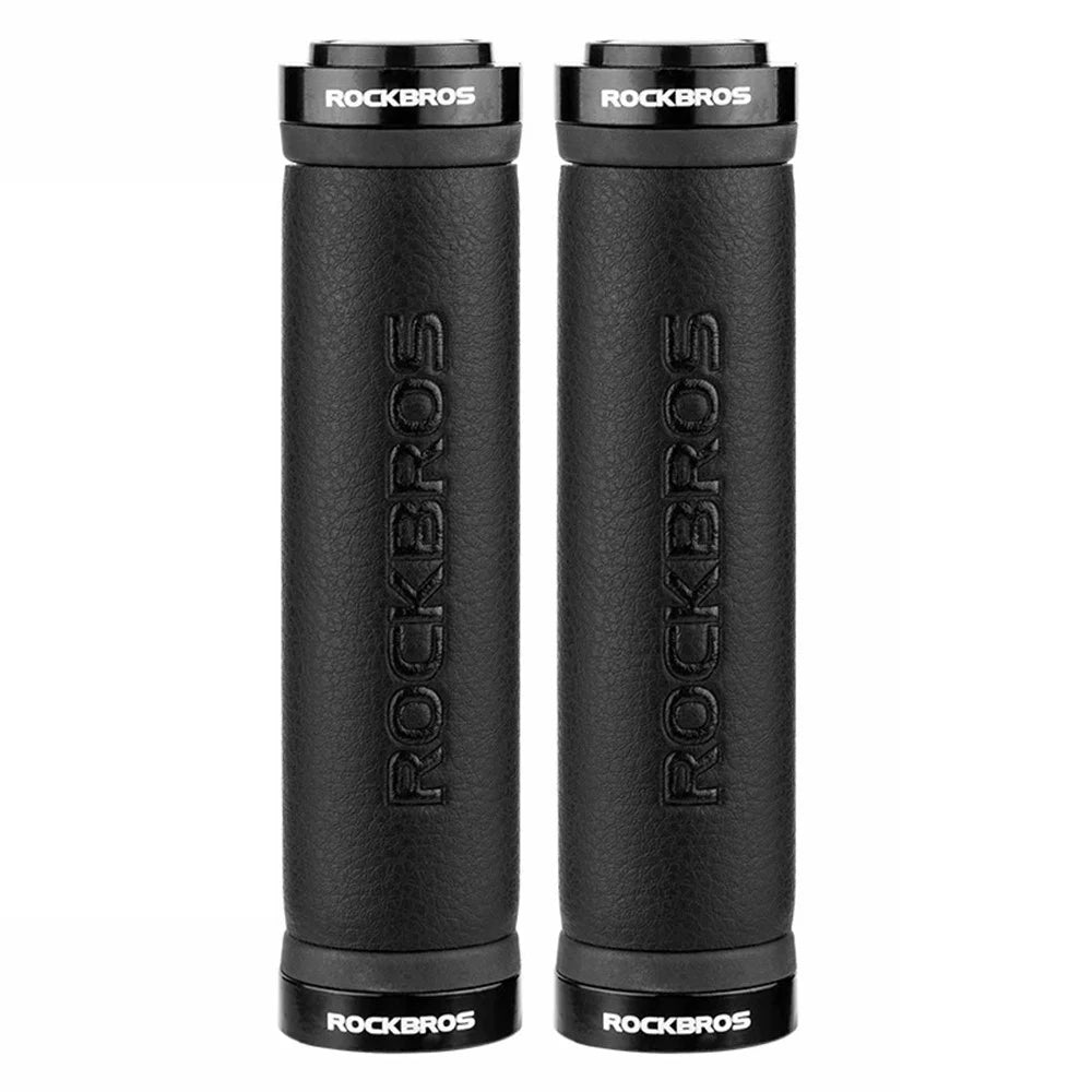 ROCKBROS 1 Pair Microfiber Leather Bicycle Handlebar Cover Anti-Skid Cycling Grips with End Cap - 1