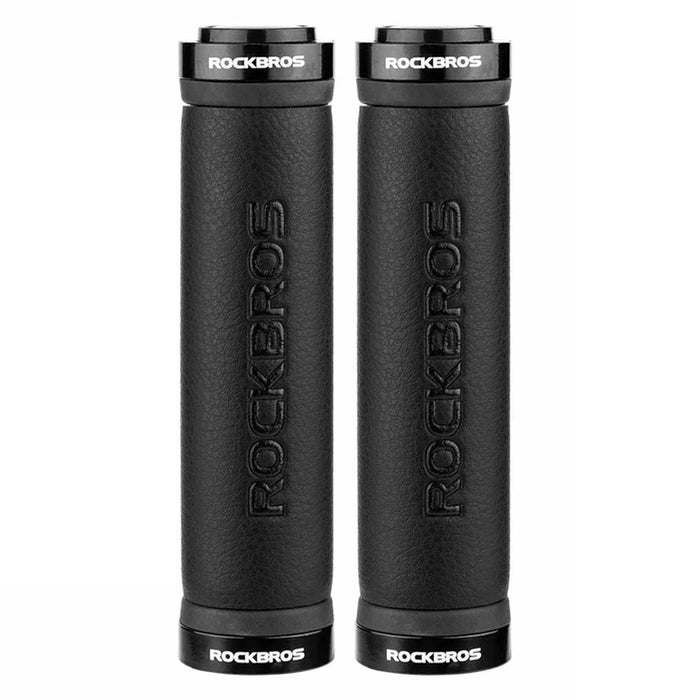 ROCKBROS 1 Pair Microfiber Leather Bicycle Handlebar Cover Anti-Skid Cycling Grips with End Cap - 1