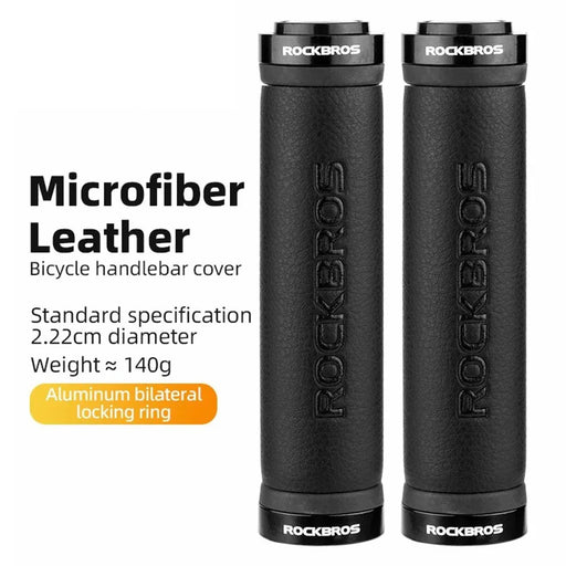 ROCKBROS 1 Pair Microfiber Leather Bicycle Handlebar Cover Anti-Skid Cycling Grips with End Cap - 2