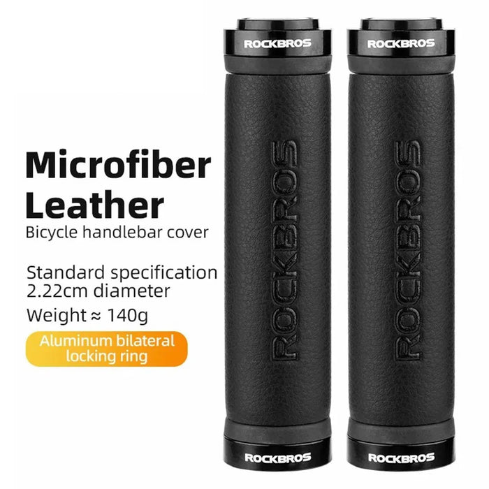 ROCKBROS 1 Pair Microfiber Leather Bicycle Handlebar Cover Anti-Skid Cycling Grips with End Cap - 2