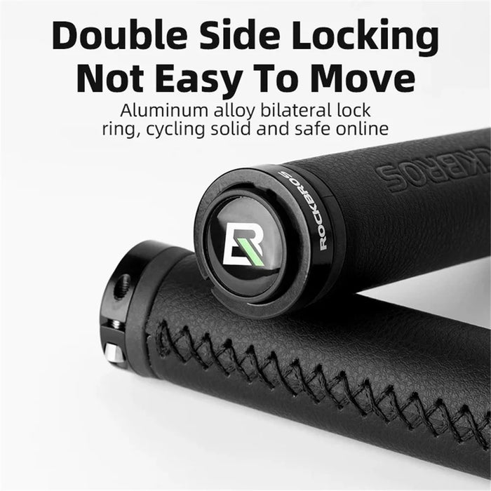 ROCKBROS 1 Pair Microfiber Leather Bicycle Handlebar Cover Anti-Skid Cycling Grips with End Cap - 4