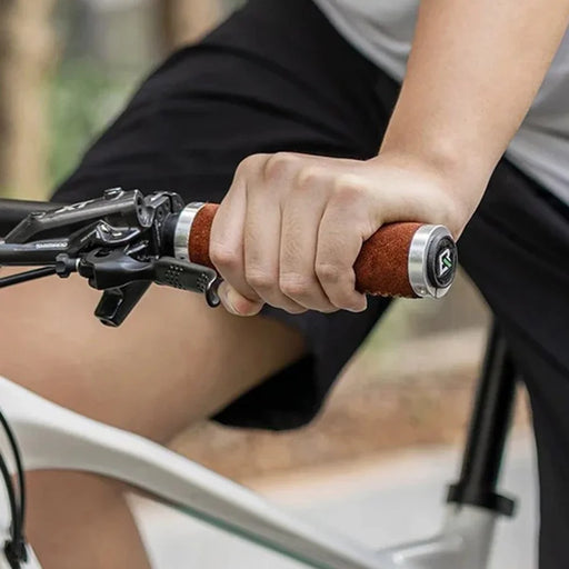 ROCKBROS 1 Pair Suede Genuine Leather Bicycle Handlebar Sleeve 2.2CM Handle Grip Cover - Brown - 2