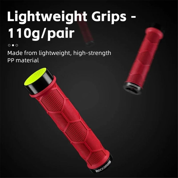 ROCKBROS 2023-14A 1 Pair Handlebar Grips with Reflective End Plugs Bicycle Handle Cover - Black - 3