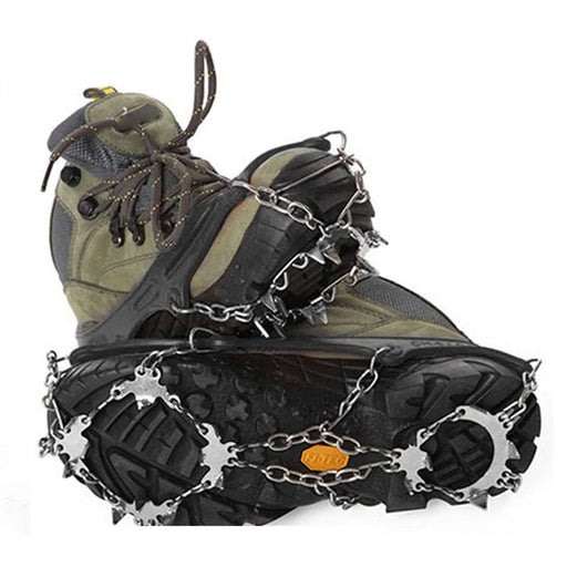 AOTU AT8608 1 Pair 18 Teeth Anti-slip Crampons TPE+Stainless Steel Snow Ground Climbing Shoe Grippers - Black / M - 1