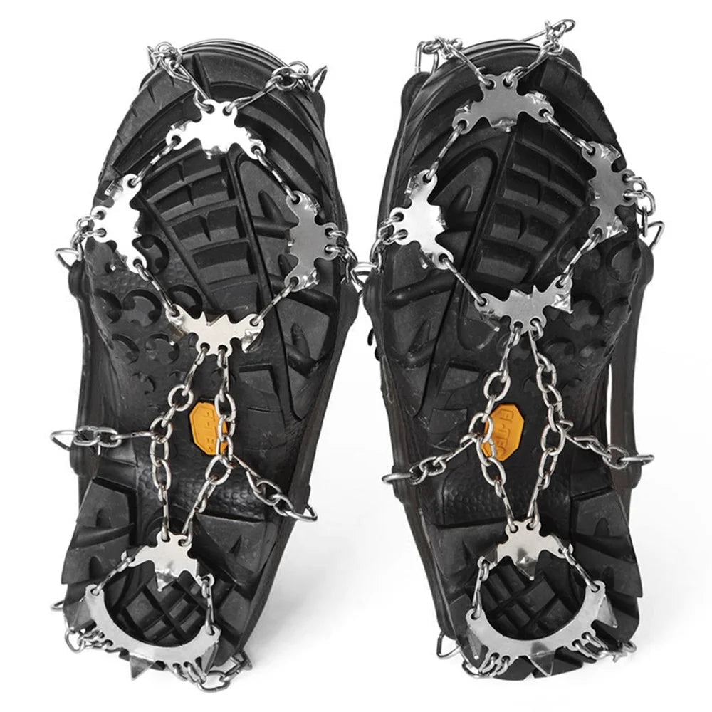 AOTU AT8608 1 Pair 18 Teeth Anti-slip Crampons TPE+Stainless Steel Snow Ground Climbing Shoe Grippers - Black / M - 3