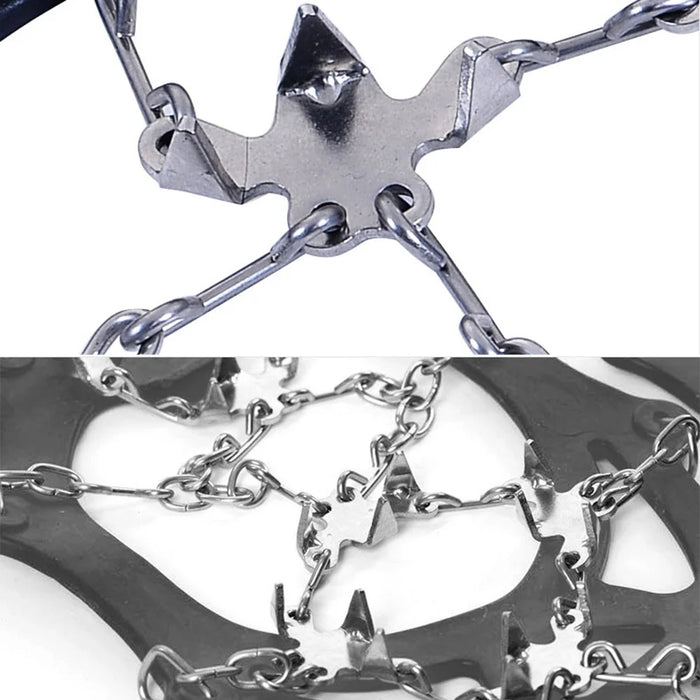 AOTU AT8608 1 Pair 18 Teeth Anti-slip Crampons TPE+Stainless Steel Snow Ground Climbing Shoe Grippers - Black / M - 4