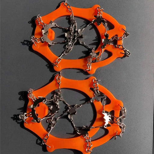 AOTU AT8607 1 Pair 19 Teeth Anti-slip Crampons TPE+Stainless Steel Ice Snow Ground Shoe Grippers - Orange / M - 2