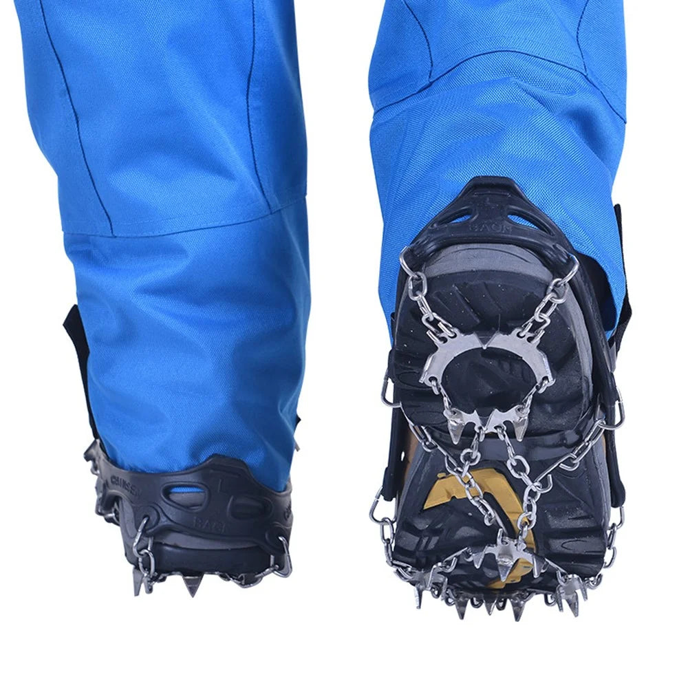 AOTU AT8607 1 Pair 19 Teeth Anti-slip Crampons TPE+Stainless Steel Ice Snow Ground Shoe Grippers - Orange / M - 5