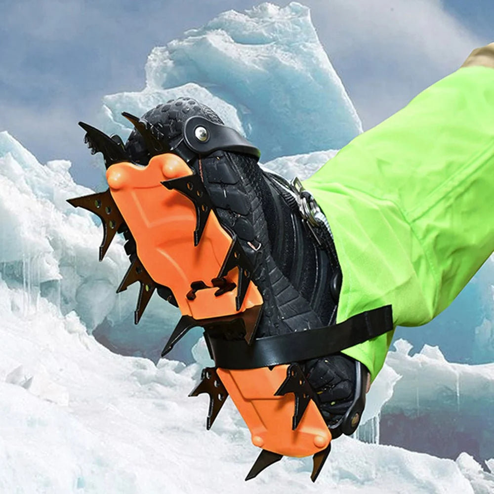 AOTU 1 Pair 18 Teeth TPU+Manganese Steel Anti-slip Crampons Snow Ice Walking Shoe Grippers - 2