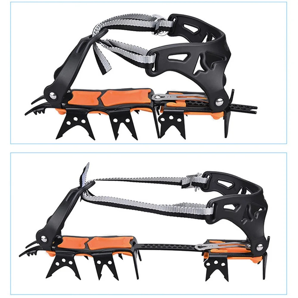 AOTU 1 Pair 18 Teeth TPU+Manganese Steel Anti-slip Crampons Snow Ice Walking Shoe Grippers - 3
