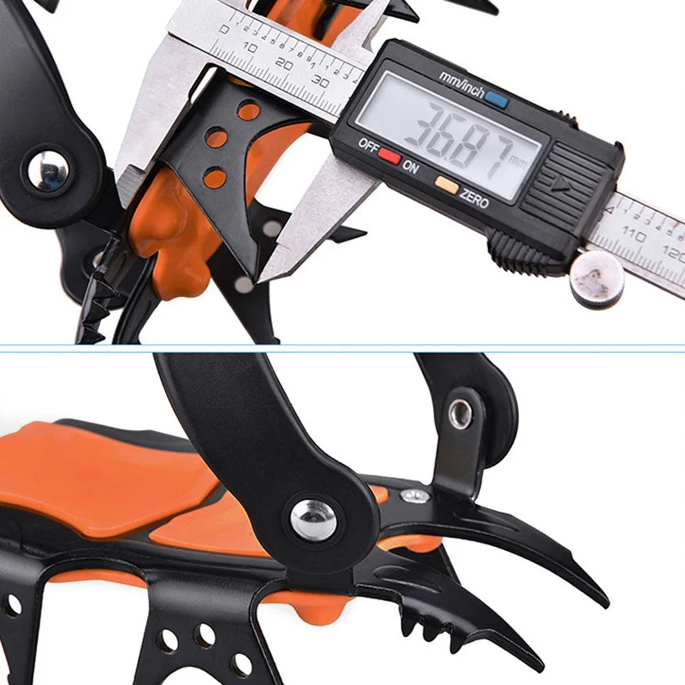 AOTU 1 Pair 18 Teeth TPU+Manganese Steel Anti-slip Crampons Snow Ice Walking Shoe Grippers - 4