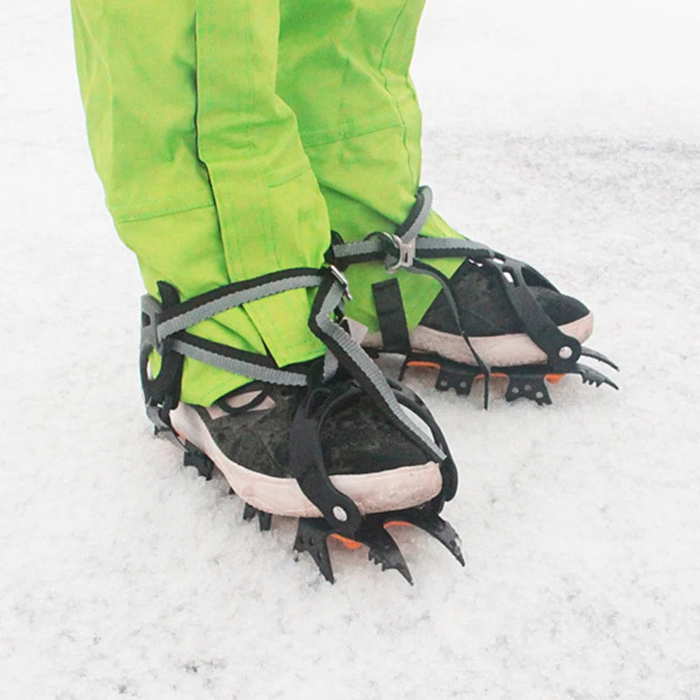 AOTU 1 Pair 18 Teeth TPU+Manganese Steel Anti-slip Crampons Snow Ice Walking Shoe Grippers - 6