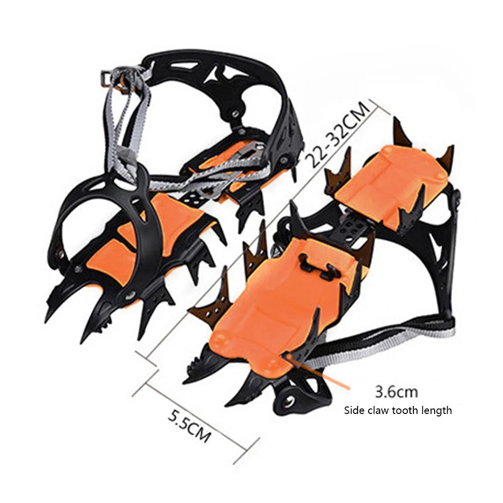 AOTU 1 Pair 18 Teeth TPU+Manganese Steel Anti-slip Crampons Snow Ice Walking Shoe Grippers - 7