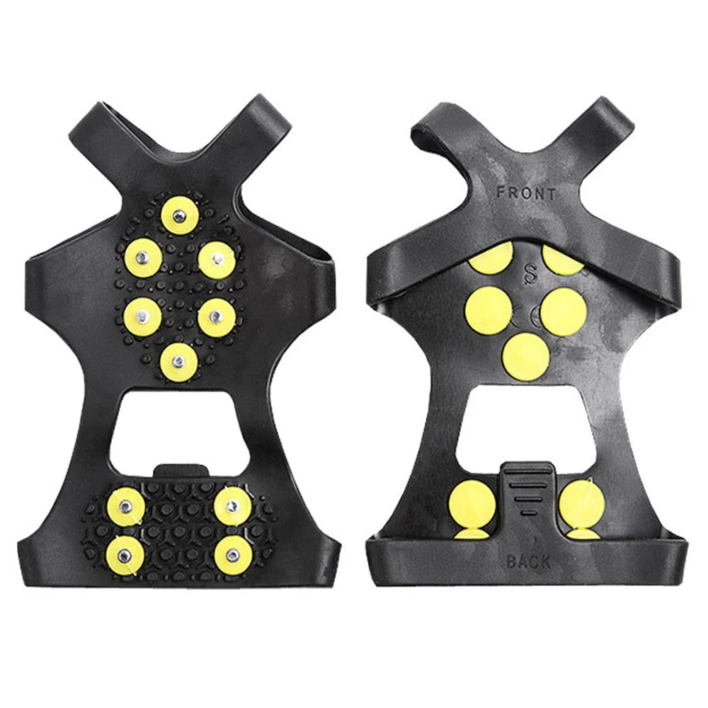 AOTU 1 Pair Outdoor 10 Teeth Anti-slip Crampons TPE+Zinc Alloy Snow Ice Walking Climbing Shoe Covers - S - 1