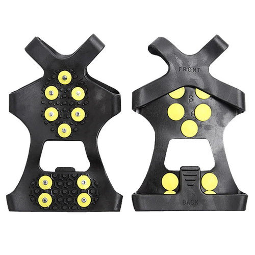 AOTU 1 Pair Outdoor 10 Teeth Anti-slip Crampons TPE+Zinc Alloy Snow Ice Walking Climbing Shoe Covers - S - 1