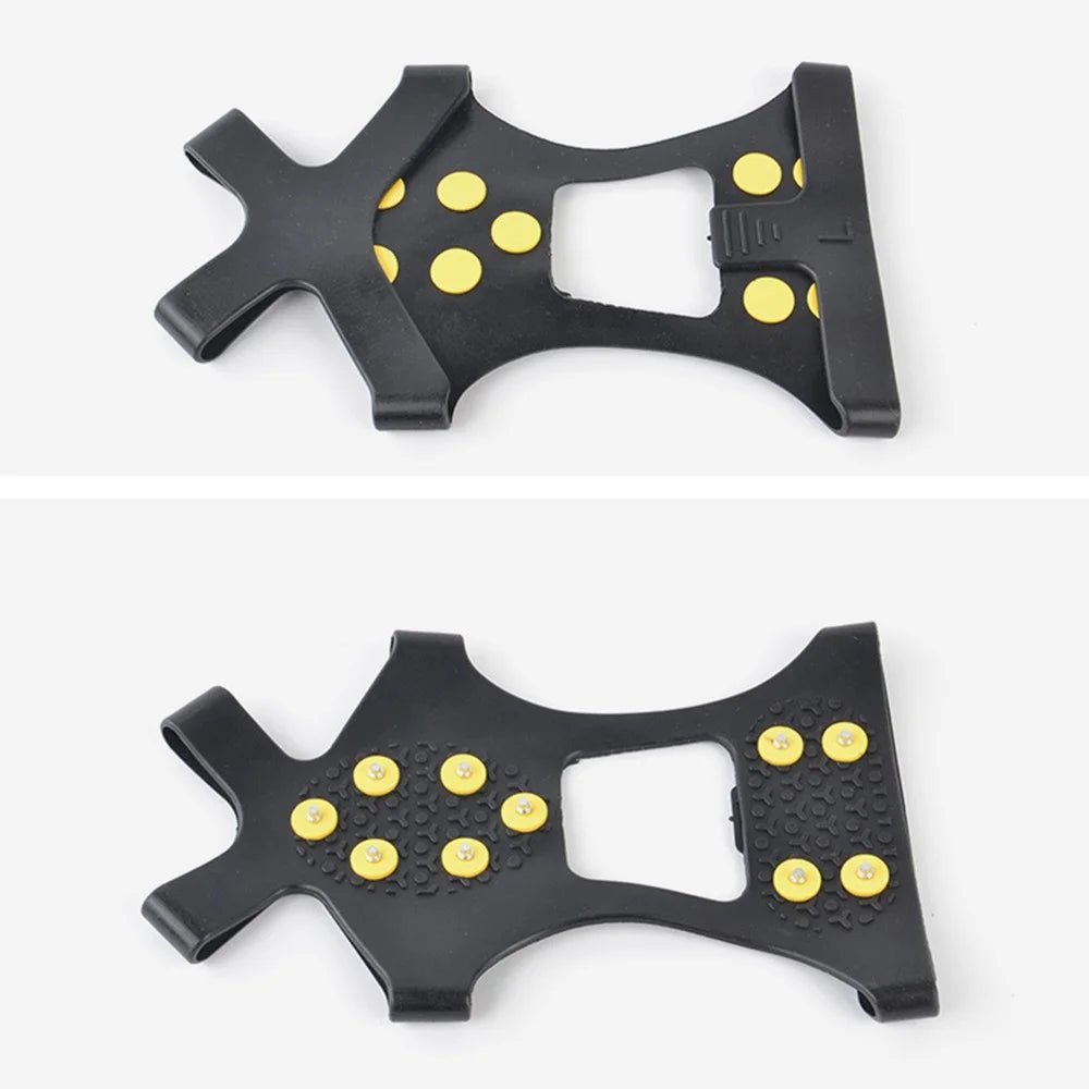 AOTU 1 Pair Outdoor 10 Teeth Anti-slip Crampons TPE+Zinc Alloy Snow Ice Walking Climbing Shoe Covers - S - 2