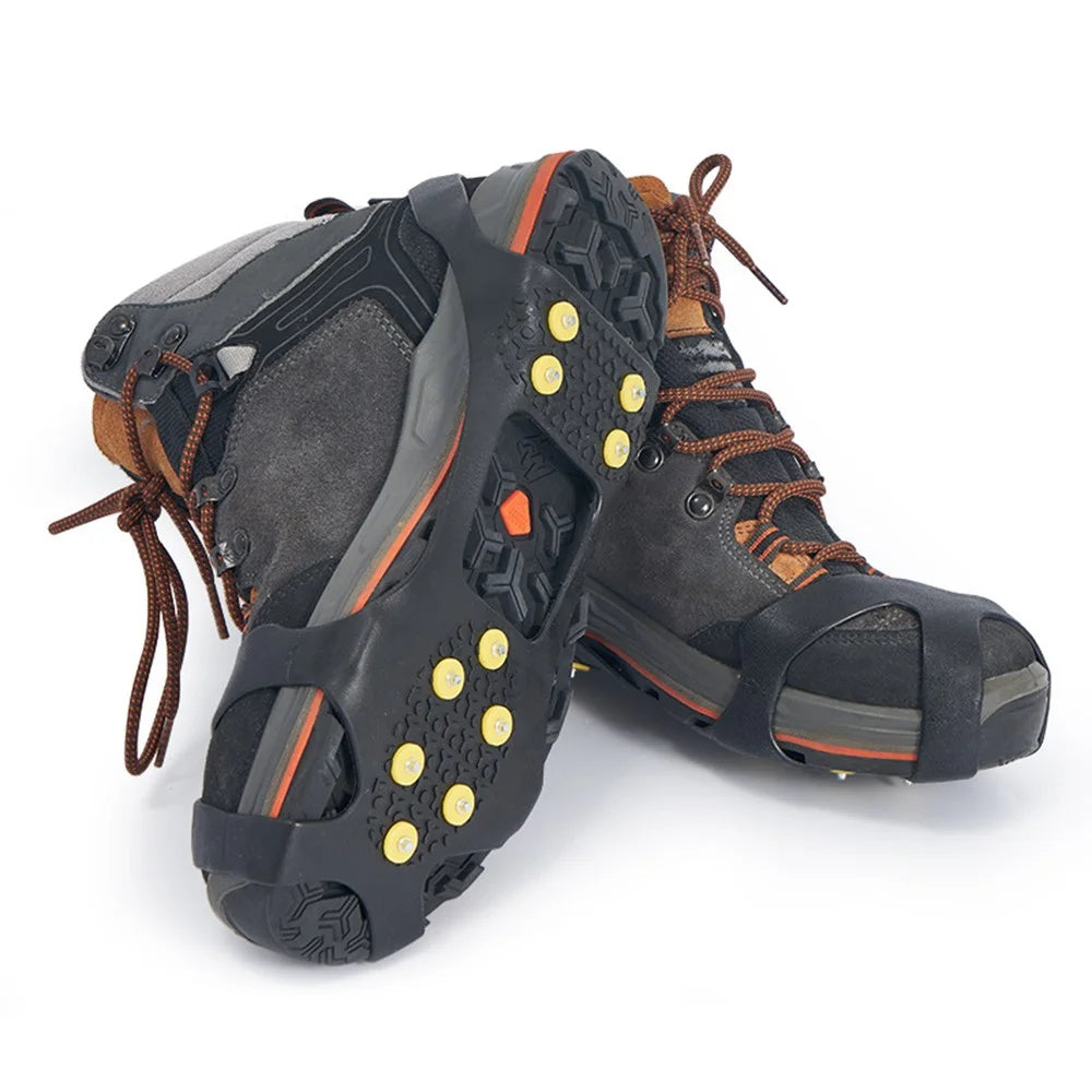 AOTU 1 Pair Outdoor 10 Teeth Anti-slip Crampons TPE+Zinc Alloy Snow Ice Walking Climbing Shoe Covers - S - 3