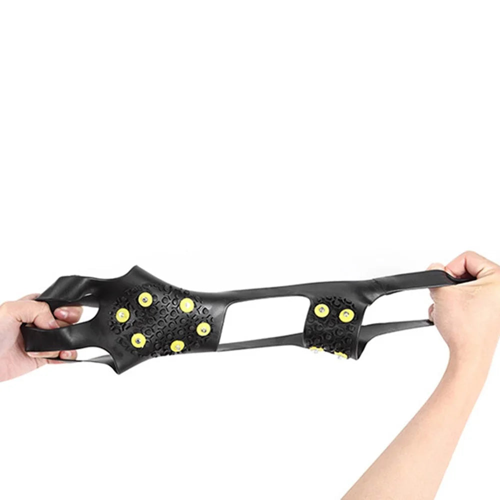 AOTU 1 Pair Outdoor 10 Teeth Anti-slip Crampons TPE+Zinc Alloy Snow Ice Walking Climbing Shoe Covers - S - 4