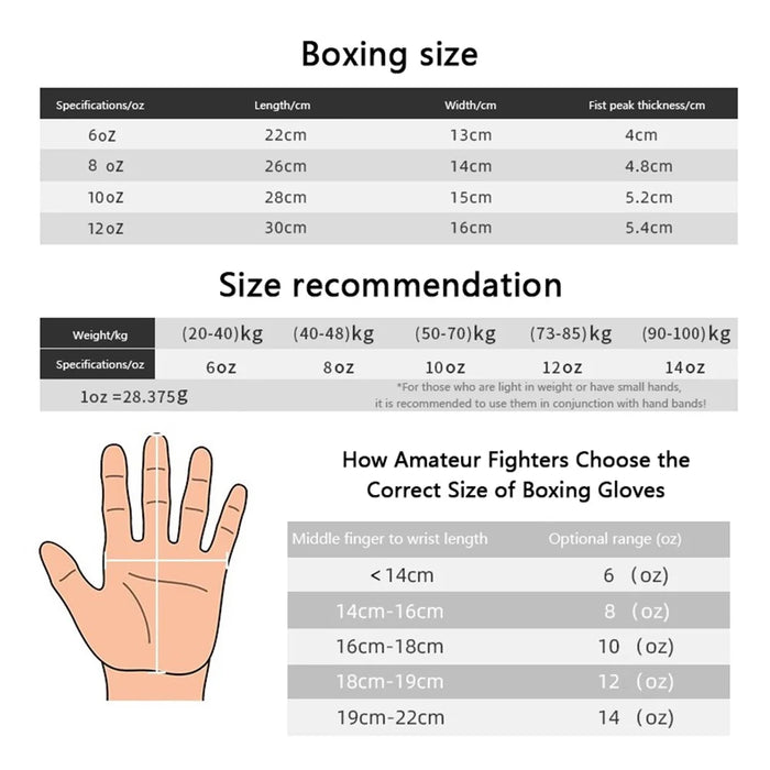 AIBEIJIAN 12oz Adult PU Mitts for Muay Thai MMA Wave Pattern Boxing Gloves - Black - 6