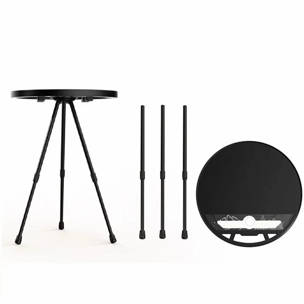 LZ-03 40cm Round Outdoor Camping Table Portable Detachable PE+Aluminum Alloy Small Table - 1