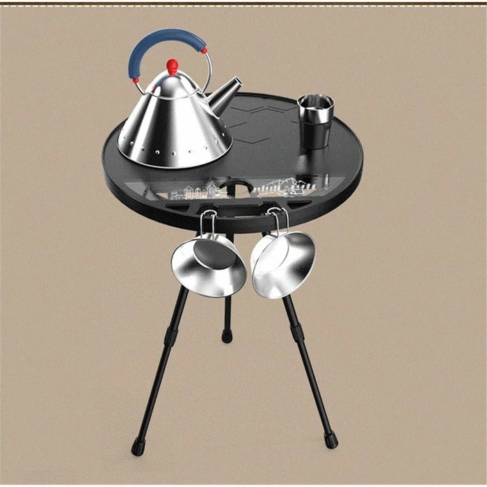LZ-03 40cm Round Outdoor Camping Table Portable Detachable PE+Aluminum Alloy Small Table - 7