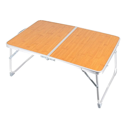 61cmx40.5cmx27cm Portable Camping Picnic Table Bamboo Board + Aluminum Alloy Folding Table - 1