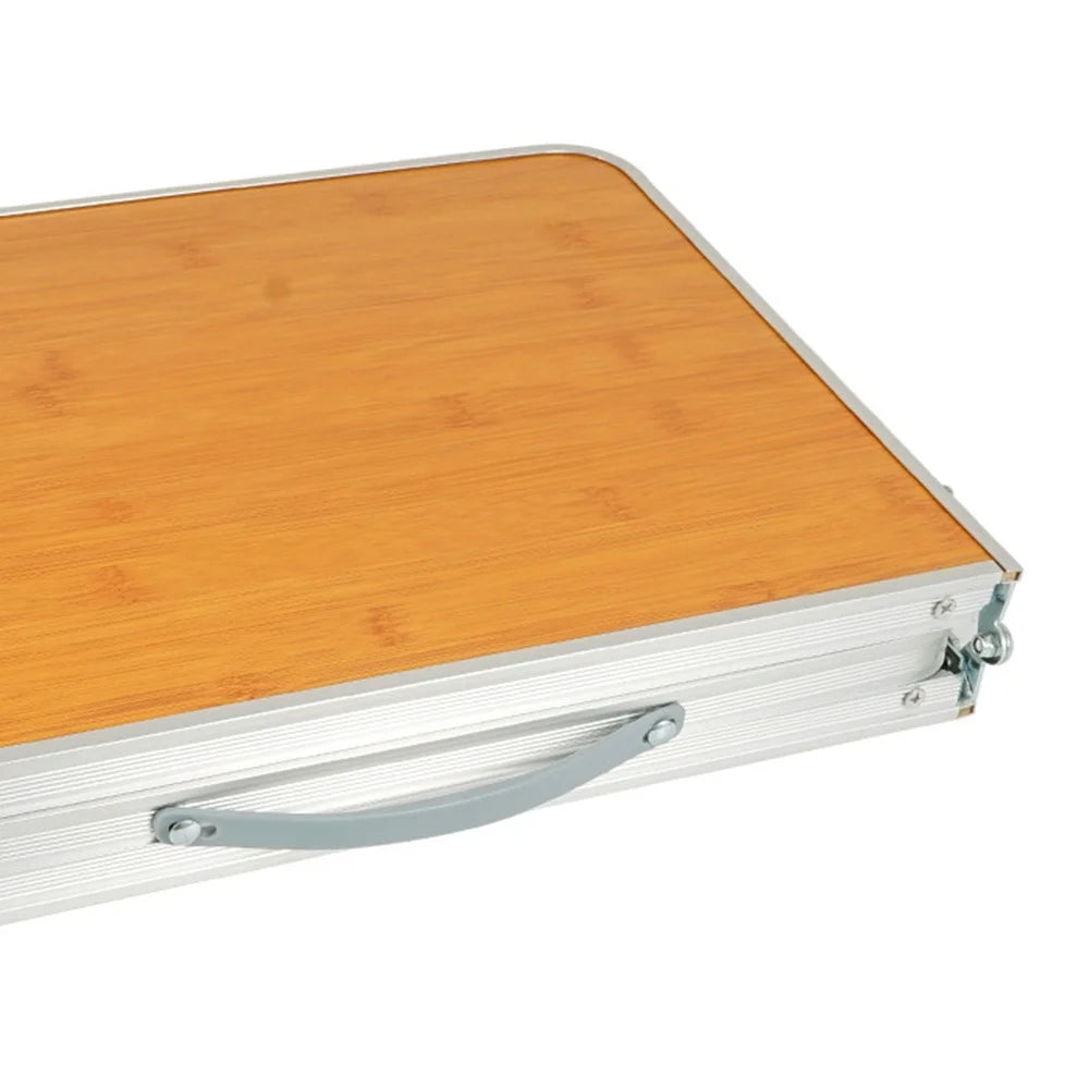 61cmx40.5cmx27cm Portable Camping Picnic Table Bamboo Board + Aluminum Alloy Folding Table - 5