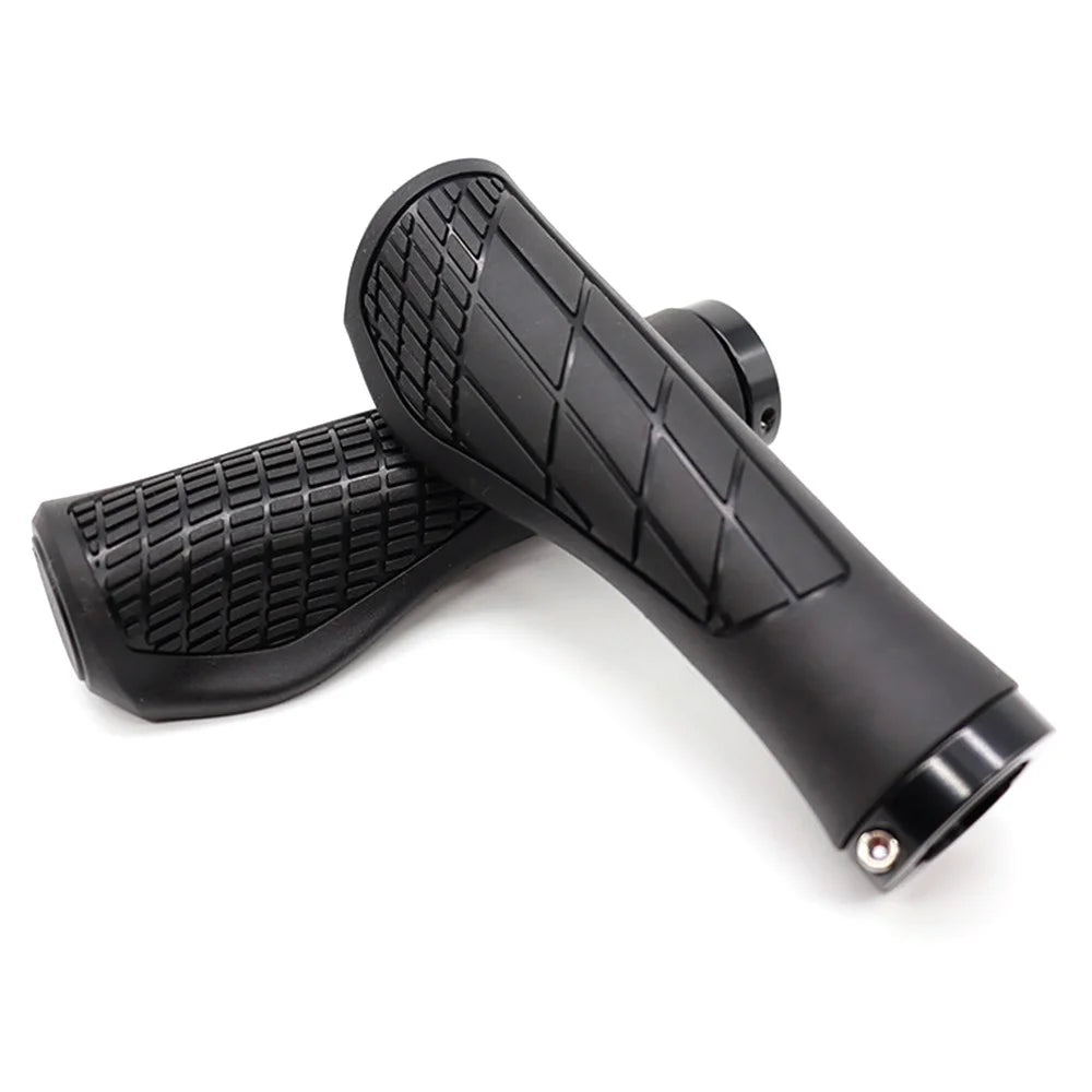YAH088 1 Pair Bike Handlebar Grip Rubber Shock Absorption 22.2mm Anti-slip Bicycle Handlebar Grips - Black - 1