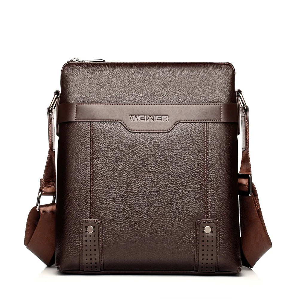 WEIXIER 18067 Multi-pockets Zippered Design PU Leather Crossbody Shoulder Bag - Brown - 1
