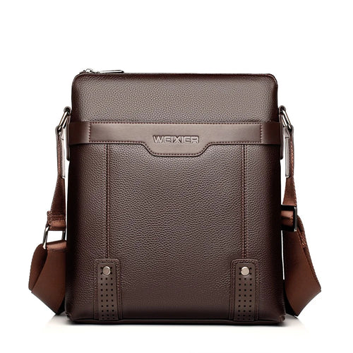 WEIXIER 18067 Multi-pockets Zippered Design PU Leather Crossbody Shoulder Bag - Brown - 1