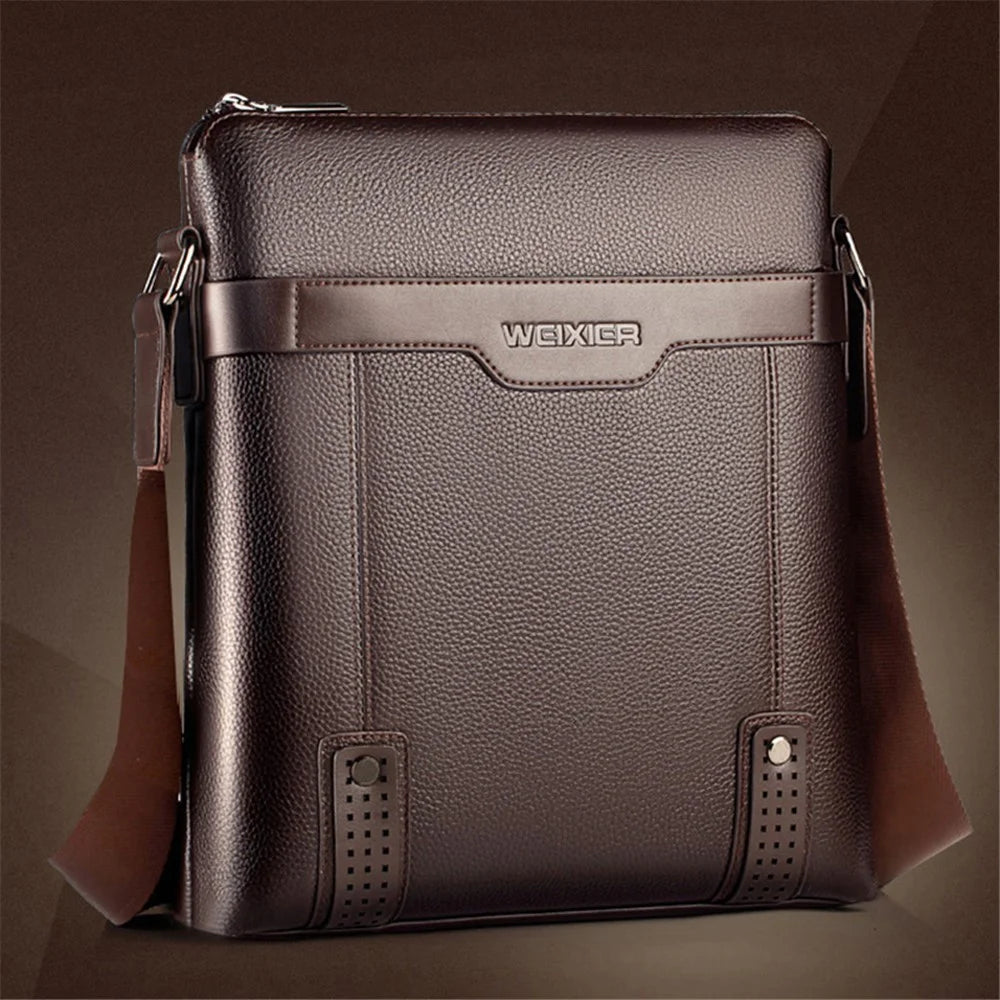WEIXIER 18067 Multi-pockets Zippered Design PU Leather Crossbody Shoulder Bag - Brown - 3