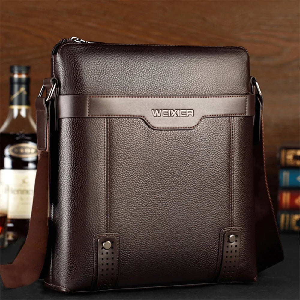 WEIXIER 18067 Multi-pockets Zippered Design PU Leather Crossbody Shoulder Bag - Brown - 4