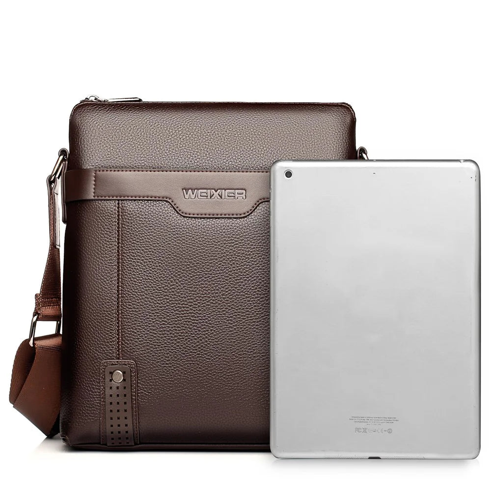 WEIXIER 18067 Multi-pockets Zippered Design PU Leather Crossbody Shoulder Bag - Brown - 5