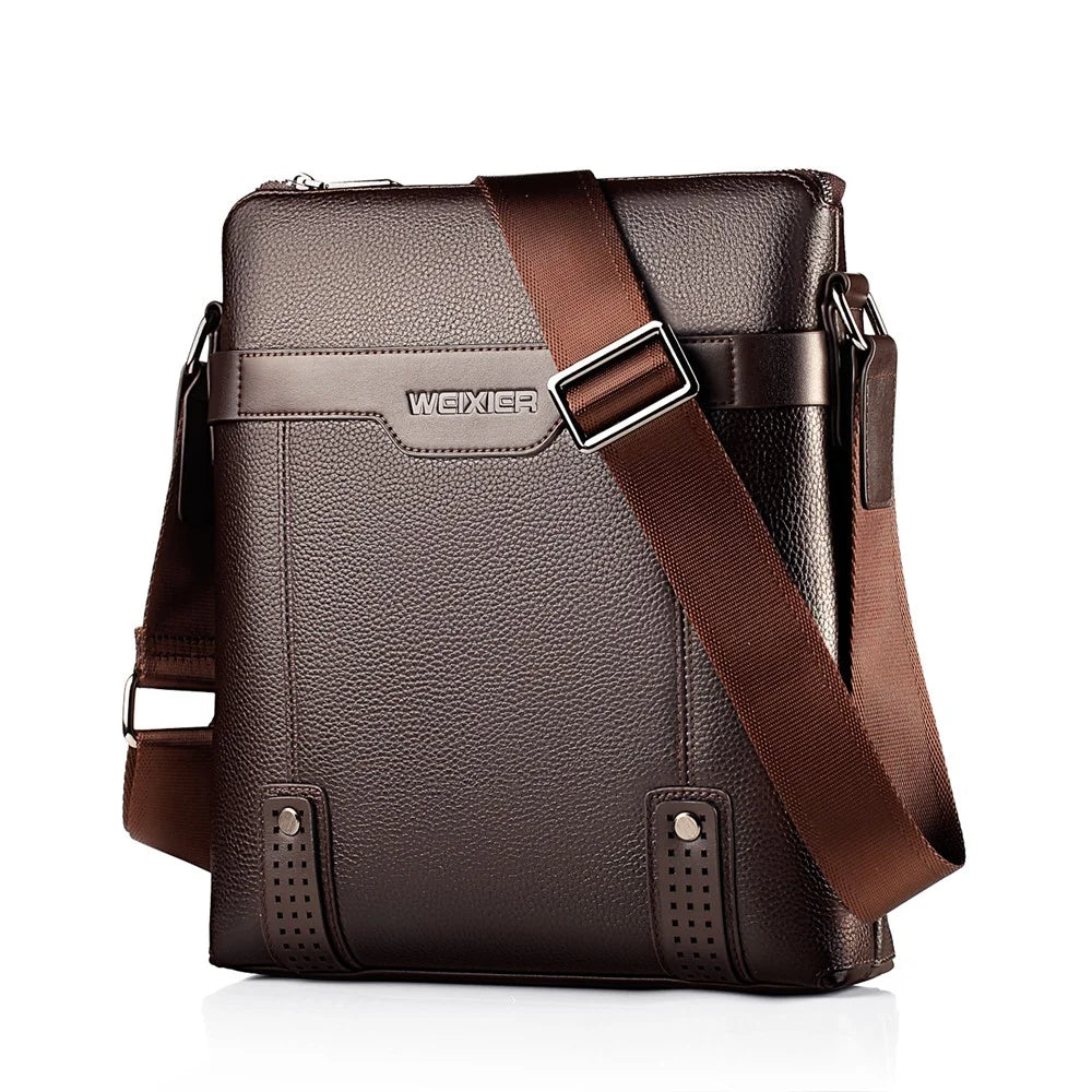 WEIXIER 18067 Multi-pockets Zippered Design PU Leather Crossbody Shoulder Bag - Brown - 6