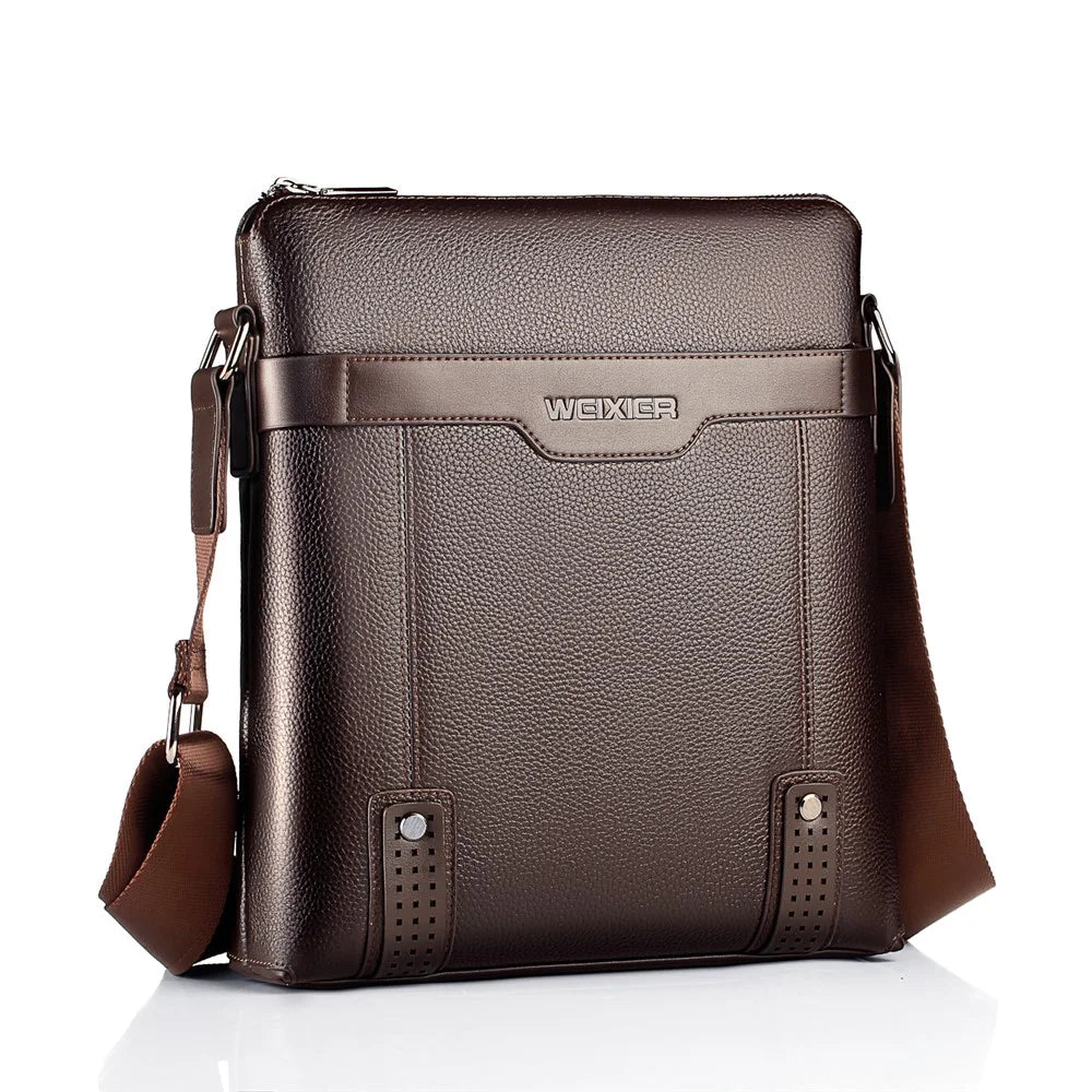 WEIXIER 18067 Multi-pockets Zippered Design PU Leather Crossbody Shoulder Bag - Brown - 7