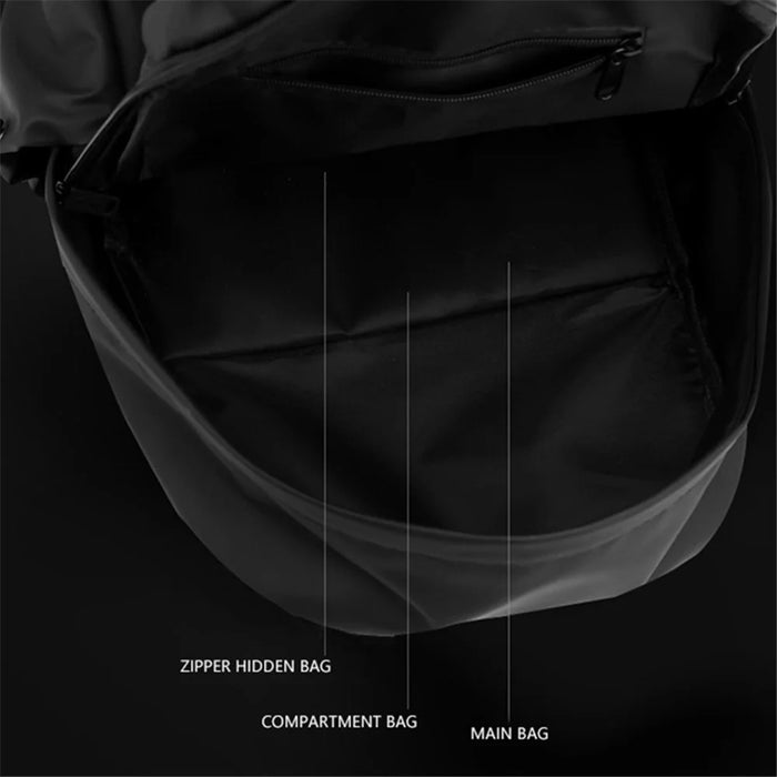 WEPOWER 1261 Travel Backpack Waterproof Nylon Shoulder Bag with External USB Port, 43x13x29cm - Black - 3