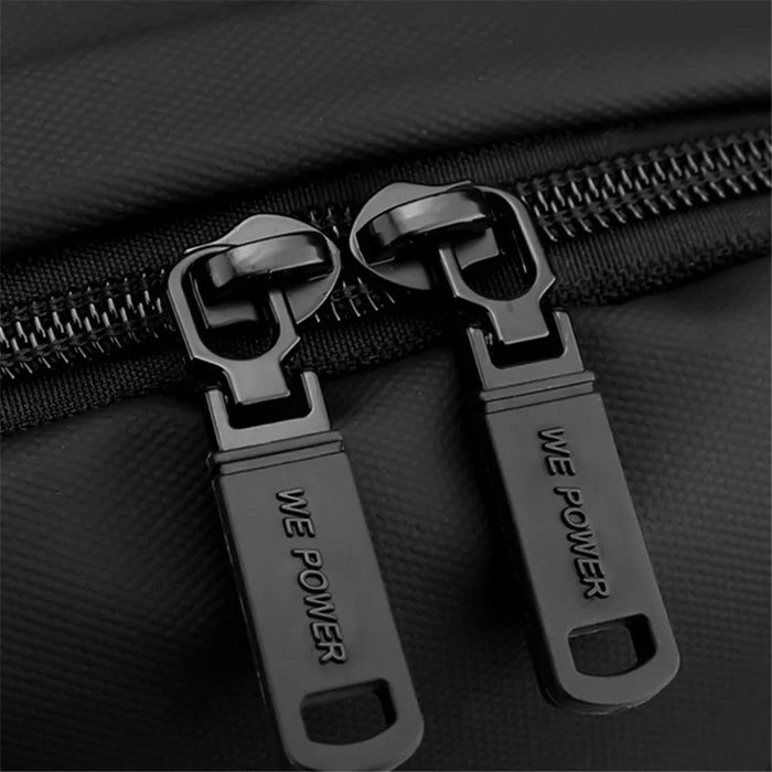 WEPOWER 1261 Travel Backpack Waterproof Nylon Shoulder Bag with External USB Port, 43x13x29cm - Black - 6