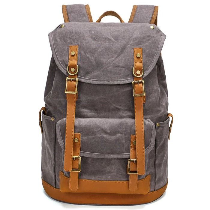 B15 Large Laptop Bag Canvas Travel Rucksack Backpack Daypack Student Bookbag - Grey - 1
