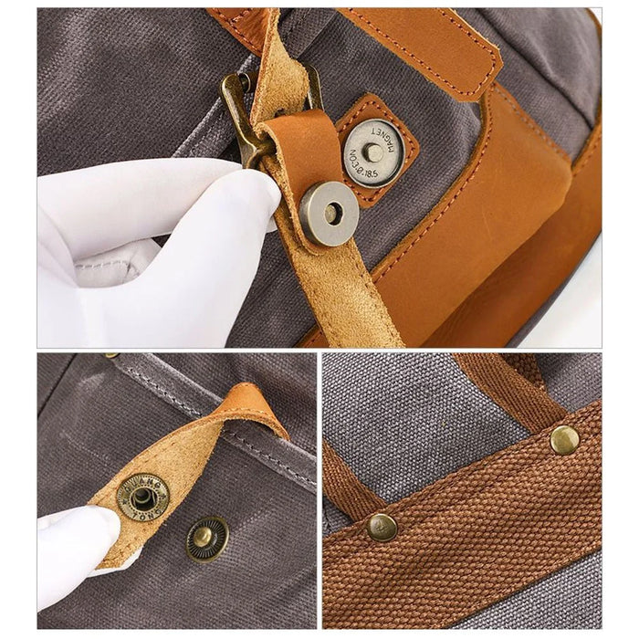 B15 Large Laptop Bag Canvas Travel Rucksack Backpack Daypack Student Bookbag - Grey - 6