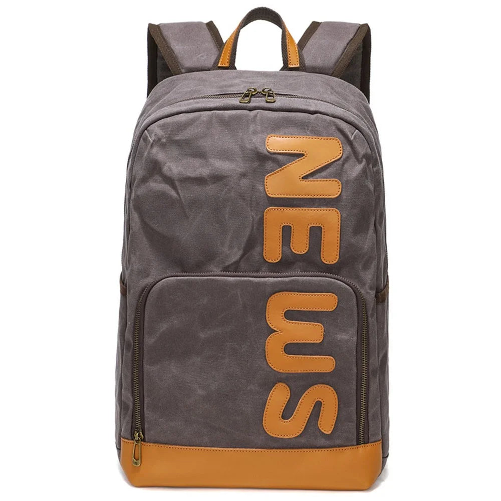B20 Men's Canvas Backpack Laptop Storage Bag Travel Bag Daypack - Grey - 1