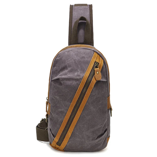10126 Men's Canvas Chest Bag Crossbody Sling Bag Daypack - Grey - 1