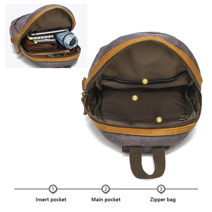 10126 Men's Canvas Chest Bag Crossbody Sling Bag Daypack - Grey - 3