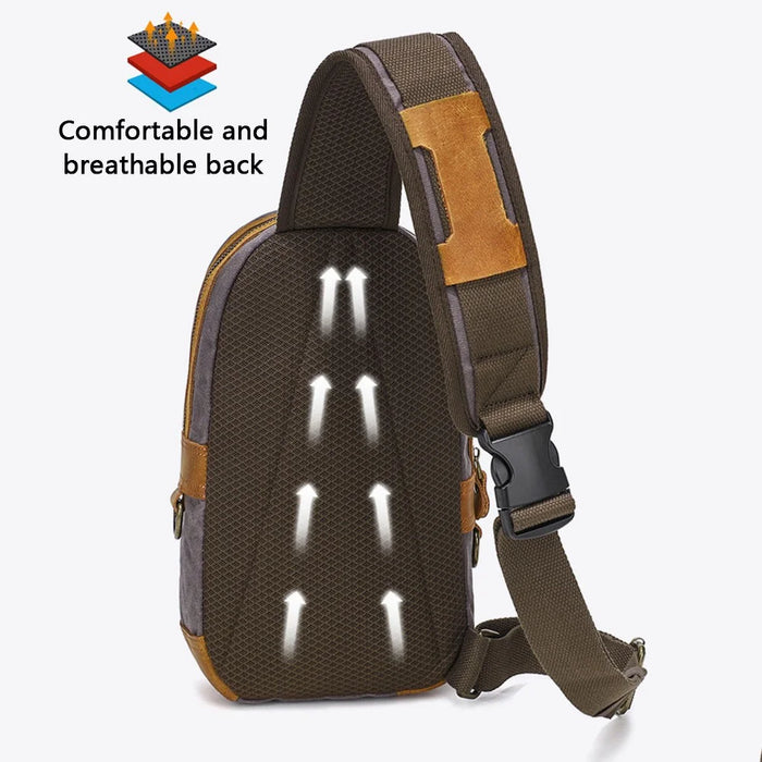 10126 Men's Canvas Chest Bag Crossbody Sling Bag Daypack - Grey - 4