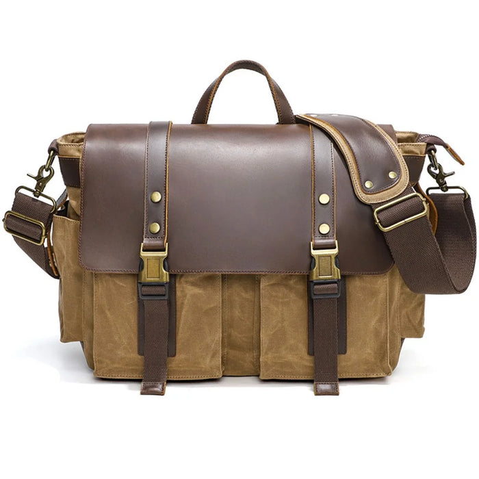 S11 Outdoor Travel Crossbody Bag Retro Canvas Shoulder Bag Daypack Messenger Sling Bag - Khaki - 1