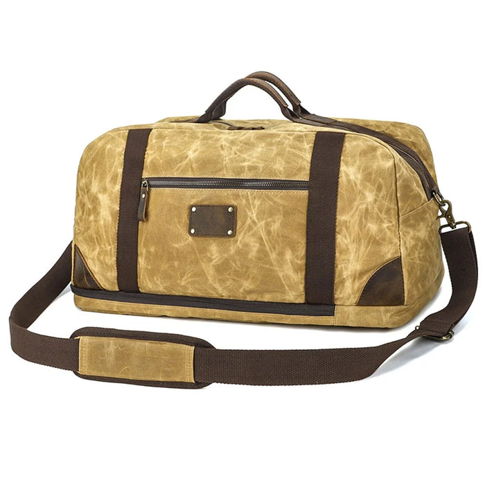 K766 Retro Travel Duffel Bag Canvas Backpack Overnight Crossbody Bag Tote Handbag - Yellow - 1