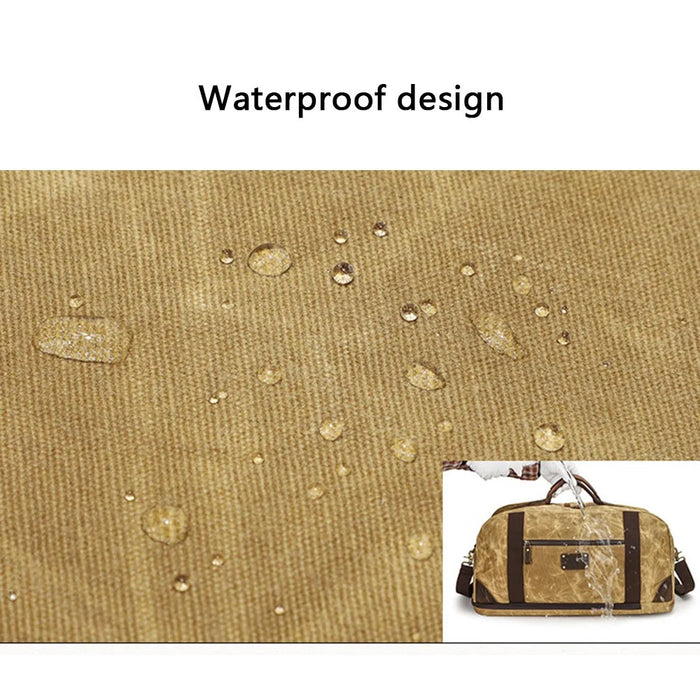 K766 Retro Travel Duffel Bag Canvas Backpack Overnight Crossbody Bag Tote Handbag - Yellow - 6