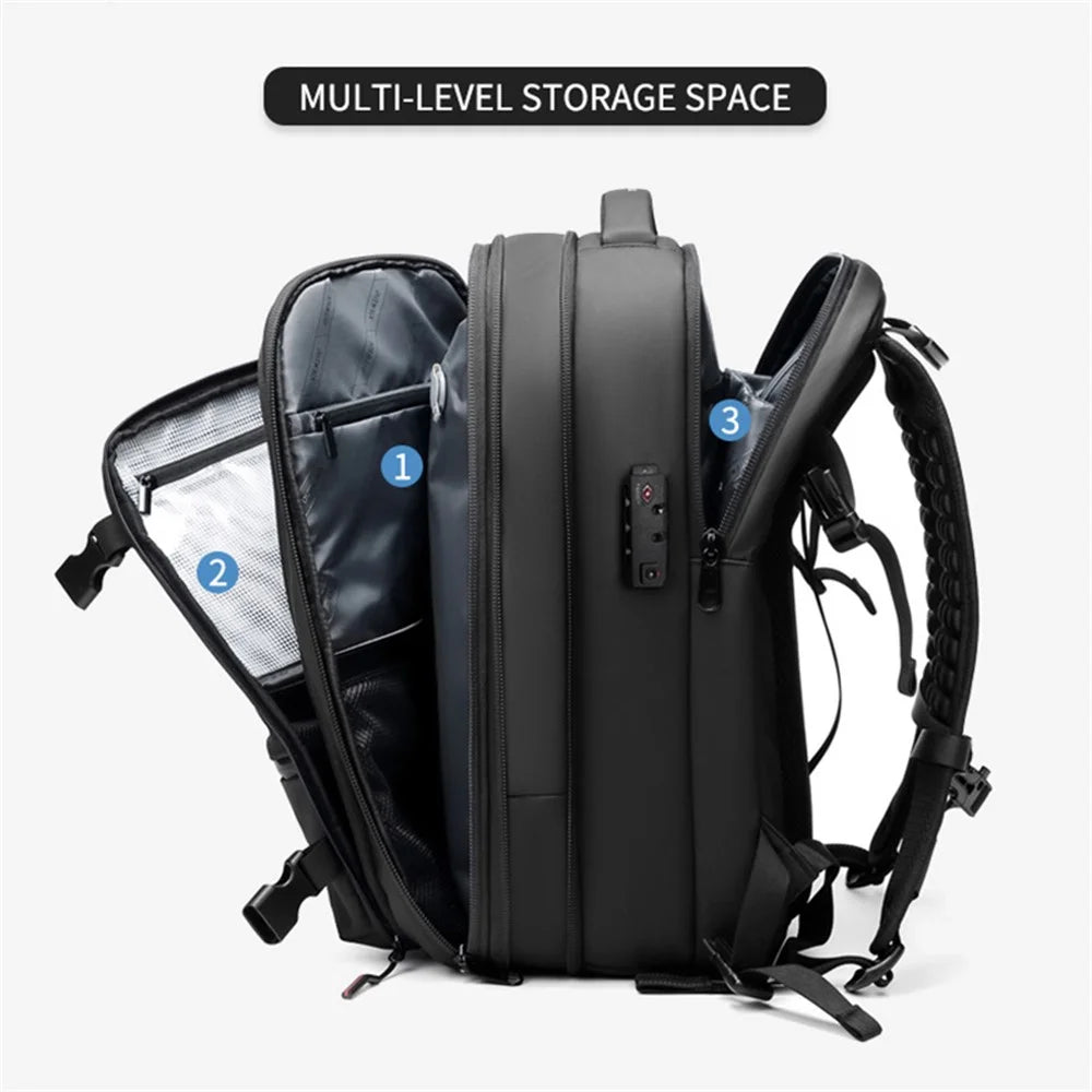 OUTWALK 7757 Travel 17-inch Laptop Backpack Vacuum Compression Men Expanding Shoulder Bag - Black - 2