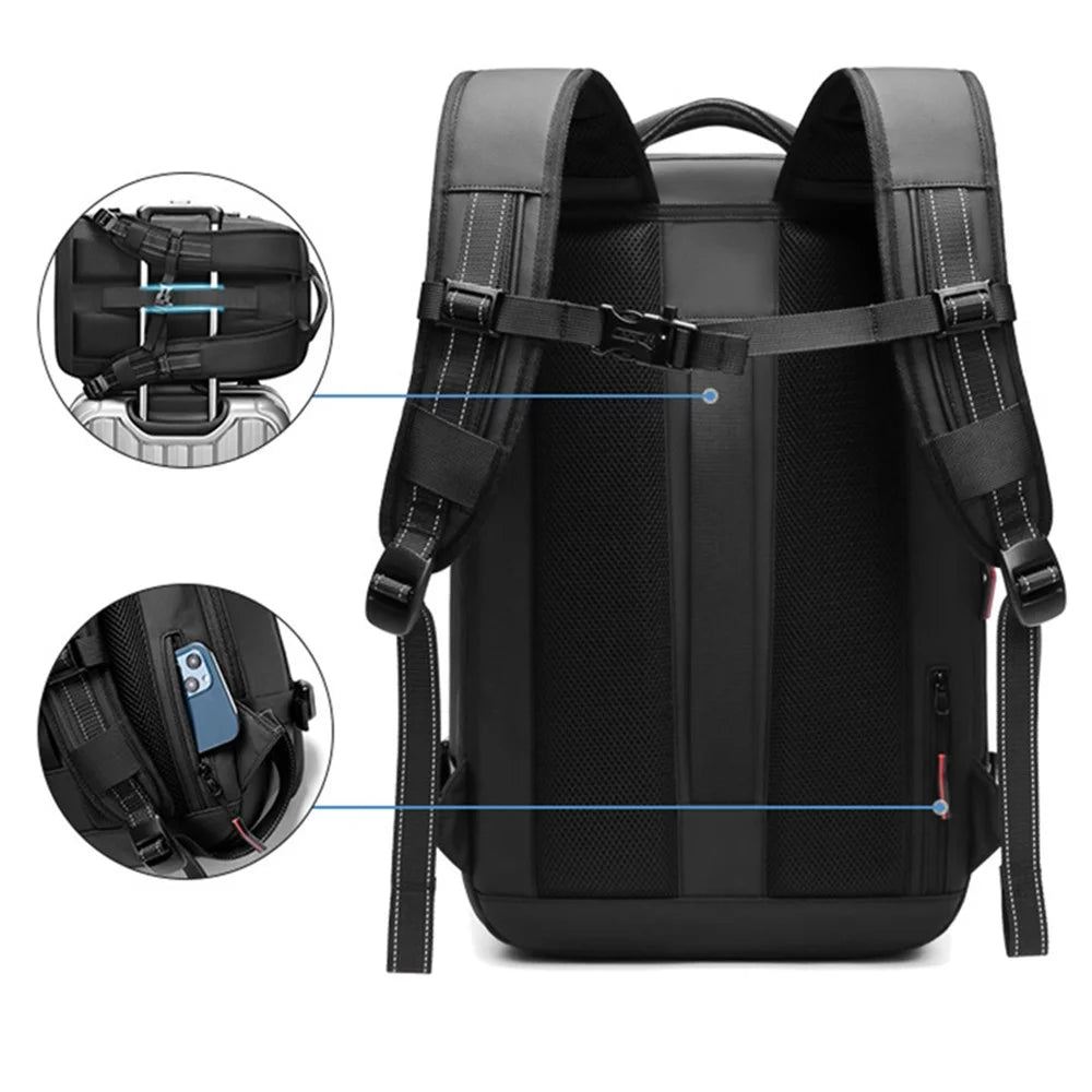OUTWALK 7757 Travel 17-inch Laptop Backpack Vacuum Compression Men Expanding Shoulder Bag - Black - 4