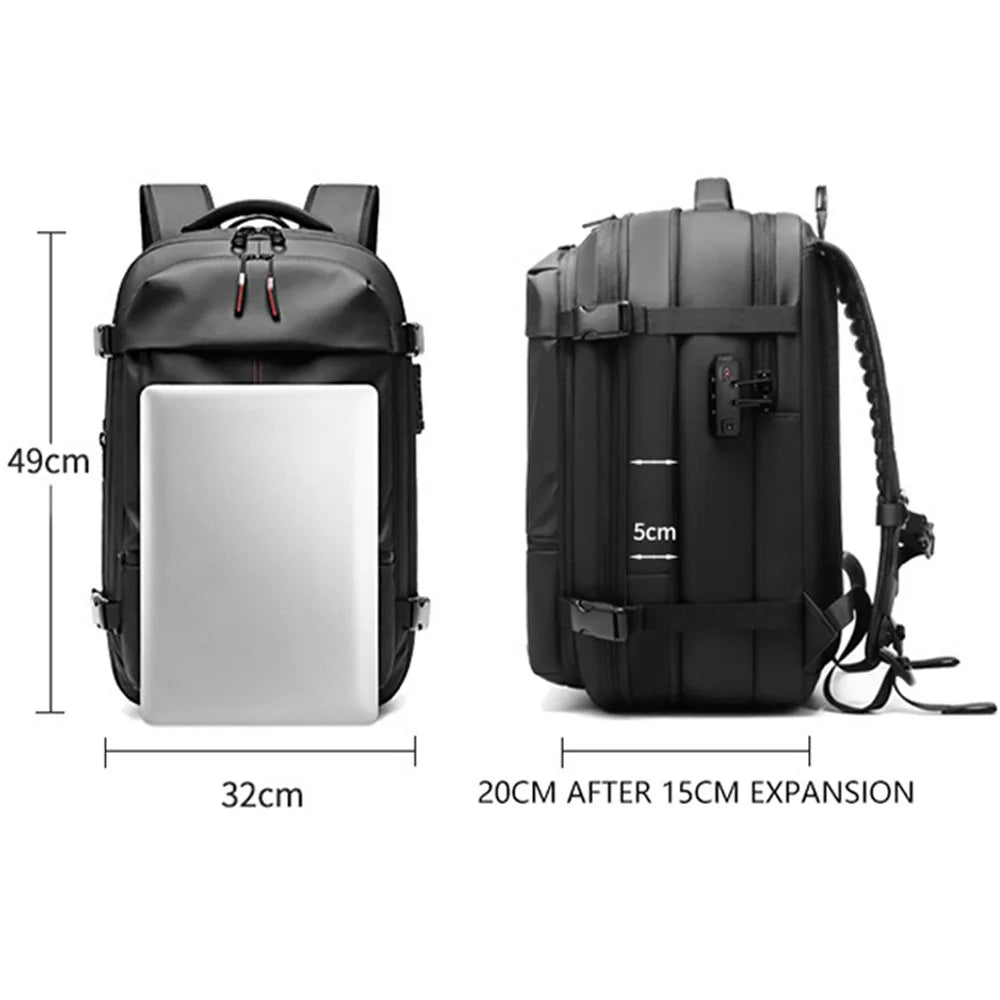 OUTWALK 7757 Travel 17-inch Laptop Backpack Vacuum Compression Men Expanding Shoulder Bag - Black - 7